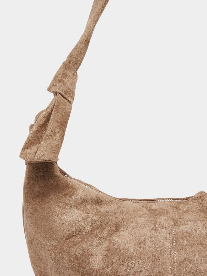 Styli Khaki Suede Crescent Shoulder Bag - Image 2